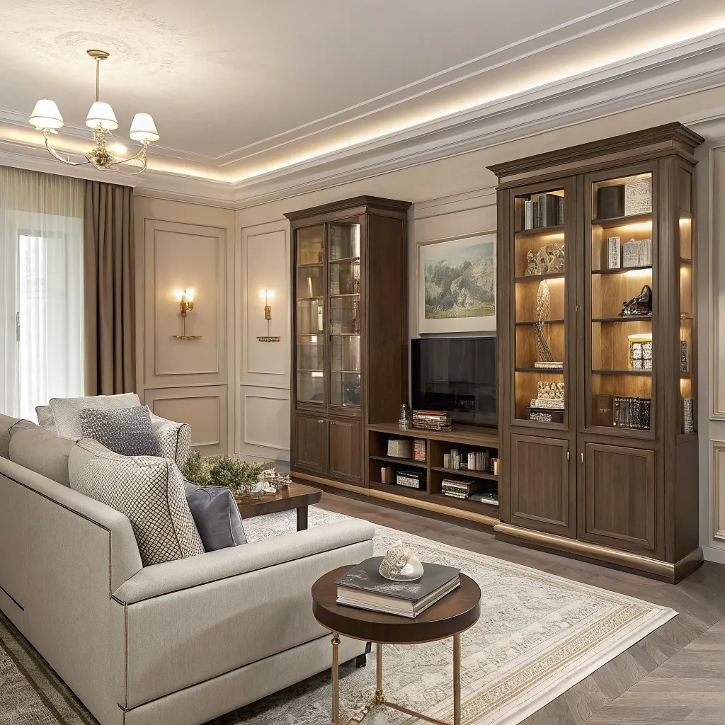 Sophisticated living room storage